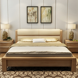 北欧全实木 宜家现代简约白蜡木1.5 双人床1.8米真皮软包婚床家具
