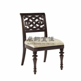 美式复古实木餐椅 扶手椅 餐厅餐桌 餐边柜 布艺面料椅子组合定制