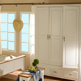 地中海衣柜白色实木储物柜二门三门美式整体大衣橱柜现代简约家具