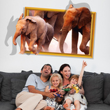 3D立体效果动物大象贴画卧室客厅沙发卧室背景墙装饰可移除墙贴纸