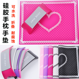 日本便携美甲硅胶桌垫 蕾丝桃心可水洗折叠桌布手枕+手垫工具套装