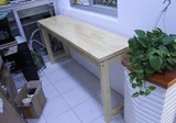 全实木简易长条桌子餐桌厨房切菜桌 书桌写字台 洽谈桌  置物架