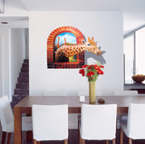 3D立体墙贴纸长颈鹿卫生间浴室卧室客厅餐厅沙发背景装饰墙面贴画