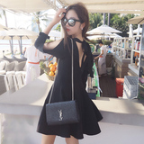 【天天特价】韩版显瘦性感露背小黑裙短款连衣裙海边度假沙滩裙
