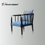 高端定制实木家具 欧式美式新古典铁艺休闲椅 金属缕空单人沙发