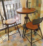 复古铁艺咖啡厅桌椅实木客厅阳台户外时尚酒吧休闲吧桌凳组合包邮