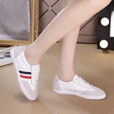 2016新款显瘦韩版休闲系带单鞋夏季小白鞋女真皮透气软底平底板