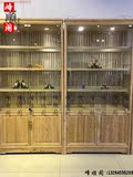 实木玻璃展柜精品货架中式化妆品展柜带锁带射灯茶具展示柜储物柜