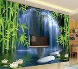 大型壁画3D客厅电视背景墙纸壁纸沙发无缝墙布竹林清泉流水生财