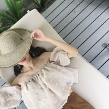 2016夏季新款流苏短袖女韩版露肩上衣性感宽松显瘦荷叶边T恤短款