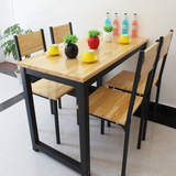 钢木餐桌咖啡厅饭店小吃店餐桌长方形实木餐桌椅一桌四椅六椅特价