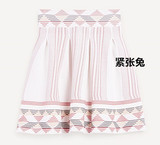 法国文艺线 色织条纹撞色 白色 高腰针织伞裙 短款半裙