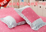 枕头套 一对 单人 学生宿舍成人花边粉色红色 粉一对蕾丝韩版韩式
