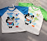 出口日本 外贸原单 男小童宝宝夏季熊猫套头宽松T恤80-95码