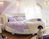 美式乡村时尚大体新欧式圆床双人2.0米卧室婚床软包布艺公主床