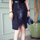 [PennyPeng]黑色玫瑰 - 设计师欧根纱拼接高腰花苞半裙 P06051特