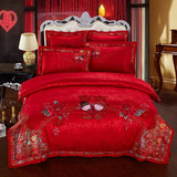 家纺纯棉婚庆四六件套大红结婚床品全棉床单被套1.8/2.0m床上用品