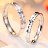仿真钻戒情侣戒指 S925银饰品对戒创意订婚结婚男女款一对可刻字