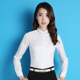 职业小领衬衫女长袖修身韩范显瘦商务白衬衣学生面试正装工作服