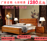 橡木床现代中式实木床1.8米双人床1.5米白色储物高箱床1.2米婚床