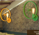 loft工业壁灯复古酒吧咖啡厅过道走廊铁艺床头个性创意车轮壁灯