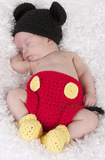 影楼拍照衣服百天米奇帽子短裤造型套装毛线针织婴儿童宝宝E57