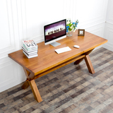 简约现代实木书桌台式笔记本电脑桌仿古办公桌简易书桌双人会议桌