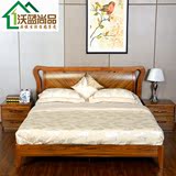 现代新中式全实木床1.5/1.8米橡木床高箱储物床 双人床家具大床