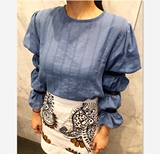 2016韩国东大门代购夏季女装新款气质女人OL淑女长袖灯笼袖衬衫