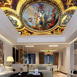 3d立体欧式天花板墙纸 客厅酒店吊顶无纺布壁纸 大型壁画无缝墙布