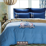 美式儿童床品四件套全棉蓝色海洋被罩欧式男孩卧室套件1.5米1.8/2