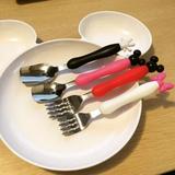 ins米奇米妮卡通造型餐具套装儿童不锈钢创意便携式刀叉勺