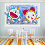 3D立体窗户 哆啦A梦 哆拉美墙贴卡通壁画卧室客厅幼儿园壁纸B448