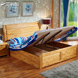 柏木床 实木床 液压箱体床 带储物高箱床 1.5米 1.8米 双人床茶色