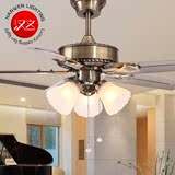 美式复古吊扇灯 餐厅欧式电风扇灯扇 家用客厅带遥控的吊灯电扇灯