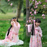 儿童国学民族舞蹈表演演出服女童汉服改良古装裙摄影写真韩服服装