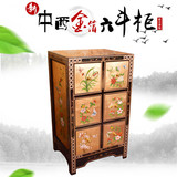 中式实木彩绘六斗柜美欧式现代储物柜复古收纳柜装饰地中海柜子