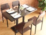 快餐桌椅咖啡厅桌椅 简约棕白正长方形餐桌 甜品店奶茶店桌椅组合
