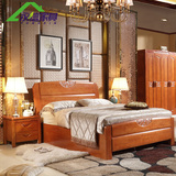 全实木床1.5米1.8双人1.2高箱储物床橡木婚床原木家具