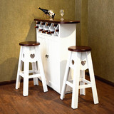 红酒吧台家用实木吧台桌椅组合客厅木隔断红酒柜美式原木红酒桌椅