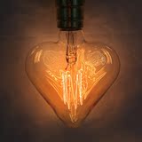爱迪生灯泡 个性创意艺术暖光E27螺口复古装饰钨丝心型爱心灯泡