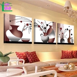 客厅装饰画简约抽象挂画艺术花瓶沙发背景墙画卧室现代三联无框画