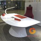 上海白色烤漆弧形老板办公桌简约现代大班台时尚总裁桌经理主管桌