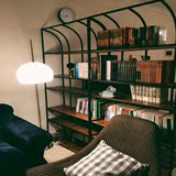 美式复古金属收纳置物架 创意一字搁板展示书架loft实木复古家具