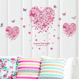 可移除墙贴 蝴蝶心形 客厅卧室电视新房背景墙壁贴纸爱心浪漫爱情