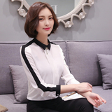 雪纺衫女2016春装新款韩版大码女装衬衣打底衫白色衬衫