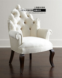 欧式美式乡村实木高档个性时尚创意软包休闲单人沙发老虎椅梳妆椅