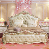 欧式公主双人床1.51.8米法式真皮实木气压储物高箱婚床欧式家具