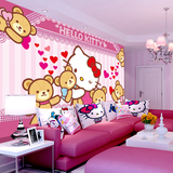 KTV背景墙卧室主题酒店3d墙纸女儿童房卡通壁画kitty猫无缝壁画纸