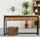 美式乡村LOFT复古书桌简约现代带抽屉写字台铁艺实木工作室电脑桌